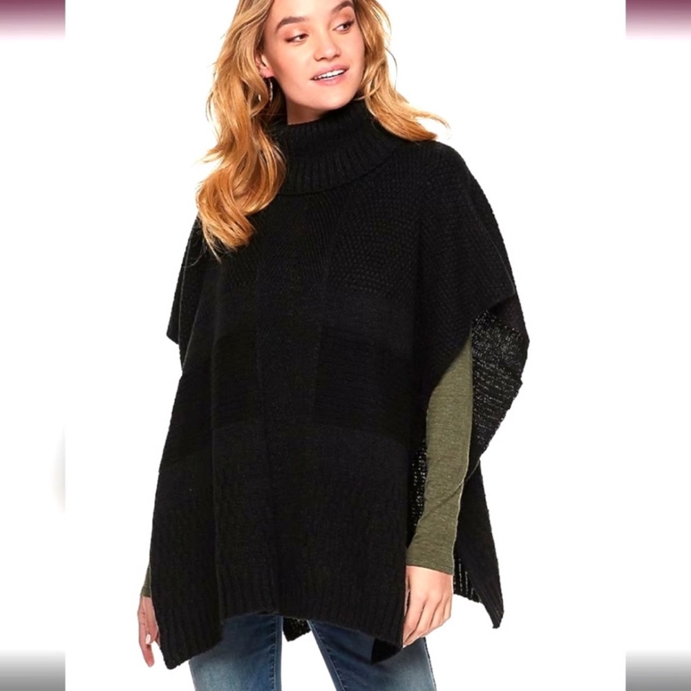 2/$5 Elegant Heather Gray Poncho/Wrap Sweater for Women